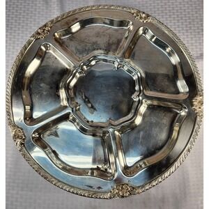 Vtg Leonard Silverplate Victorian Lazy Susan Serving Tray Hors D'oeuvres 19"